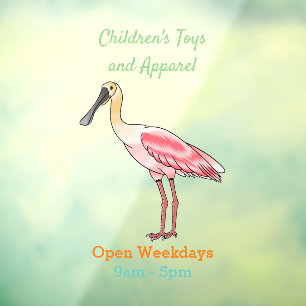 Roseate lepel vogel cartoon raamsticker