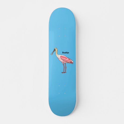 Roseate lepel vogel cartoon skateboard (Voorkant)