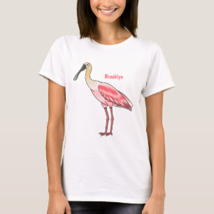 Roseate lepel vogel cartoon t-shirt
