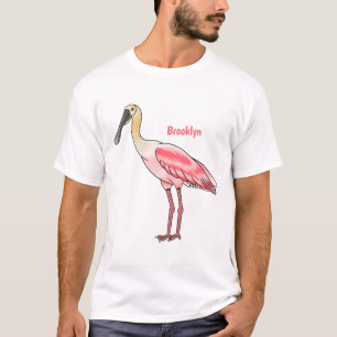 Roseate lepel vogel cartoon t-shirt