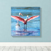 Roseate Spoonbill 12 x 12 inch Wrapped Canvas (Insitu (Houten vloer))