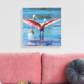 Roseate Spoonbill 12 x 12 inch Wrapped Canvas Afdruk (Insitu (Woonkamer))