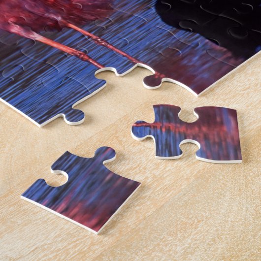 Roseate Spoonbill (Ajaia ajaja) met aalscholver Legpuzzel (Zijkant)