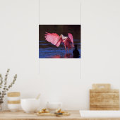 Roseate Spoonbill (Ajaia ajaja) met aalscholver Poster (Keuken)