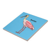 Roseate spoonbill bird cartoon illustration tegeltje (Zijkant)