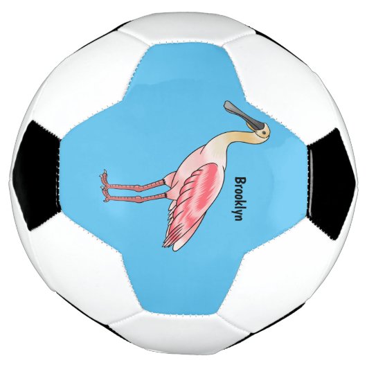 Roseate spoonbill bird cartoon illustration voetbal (Gedraaid)