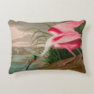 Roseate Spoonbill Birds of America Audubon Print Accent Kussen