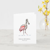 Roseate Spoonbill Folting Note Card Kaart (Gele Bloem)