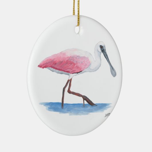 Roseate Spoonbill Kerstversiering Keramisch Ornament (Rechts)