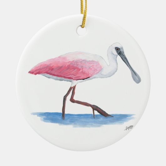 Roseate Spoonbill Kerstversiering Keramisch Ornament (Voorkant)