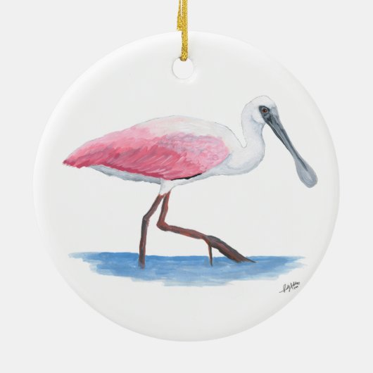 Roseate Spoonbill Kerstversiering Keramisch Ornament (Achterkant)
