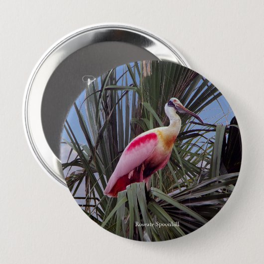 Roseate Spoonbill-toets Ronde Button 4,0 Cm (Voorkant /achterkant)