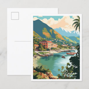 Roseau Dominica Art Vintage Travel Illustratie Briefkaart