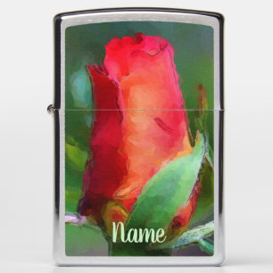 Rosebud Flower Waterverf Painting Personalized