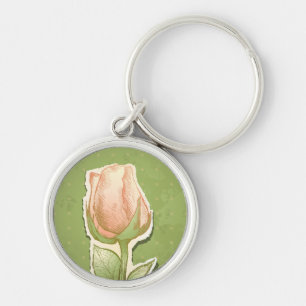 rosebud in groen, sleutelhanger