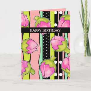 Rosebud Joy couleur motif Carte d'anniversaire