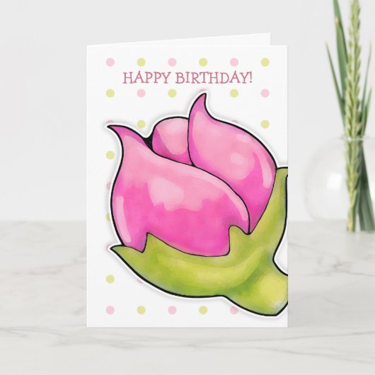 Rosebud Joy dots Carte Anniversaire (Devant)