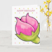 Rosebud Joy dots Carte Anniversaire (Fleur jaune)