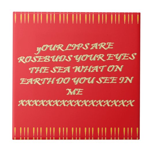 Rosebud likt ogen zoals de zee romance Valentijn Tegeltje (Voorkant)