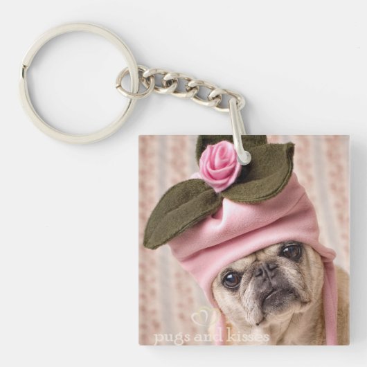 Rosebud Pug Sleutelhanger (voorkant)