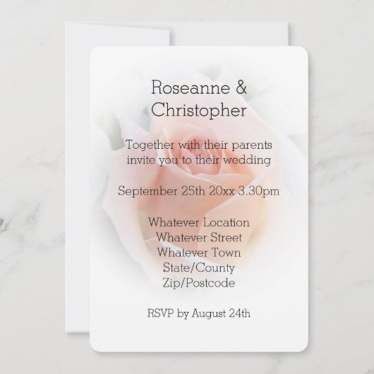 Rosebud rose faire-part de mariage (Dos)