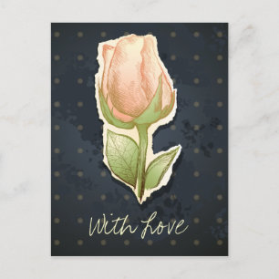Rosebud vintage en noir, carte postale