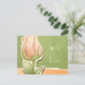 Rosebud vintage en vert, carte postale (Debout devant)