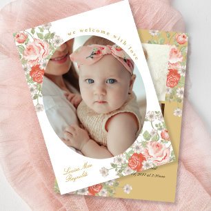 Rosebud Welkom Nieuwe Baby Foto's Kaart