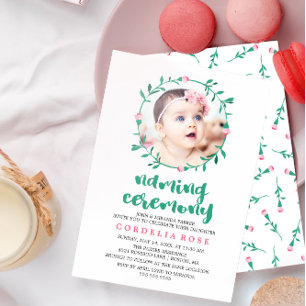 Rosebud Wreath Roze en groene spelceremonie Kaart