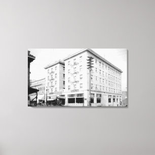Roseburg, OR Town Uitzicht en Umpqua Hotel Canvas Afdruk