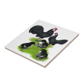 Rosecomb Black Bantam Family Tegeltje (Zijkant)