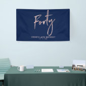 RoseGold Blue 40th Birthday Party Welcome Banner (Beurs)