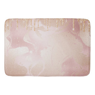 Rosegold Blush marble met Gold Glitter Droplets Badmat