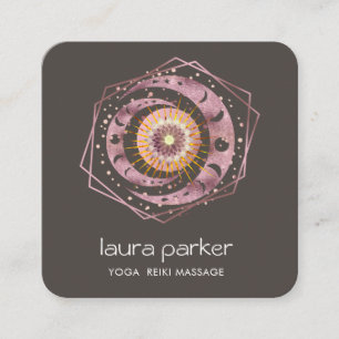 Rosegold Crescent Moon Mystic Lotus Eye Celestial Vierkante Visitekaartje