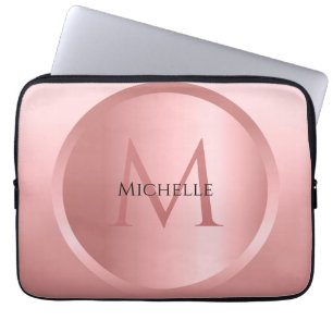 Rosegold Custom Sjabloon Elegant Mono gram Laptop Sleeve