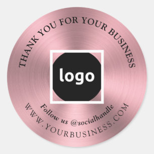 Rosegold Dank je Zakelijke LOGO-Stickers Ronde Sticker