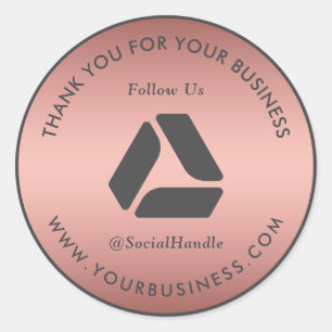 Rosegold en grijs Bedankt Business LOGO Sticker