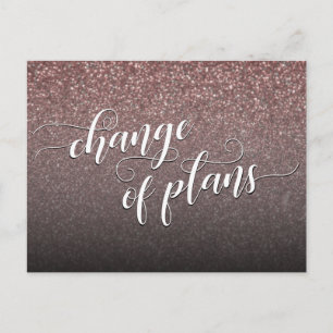 Rosegold Glitter Change of Plans Postponed Wedding Briefkaart