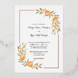 Rosegold Peach Blossom Huwelijksuitnodiging Folie Uitnodiging
