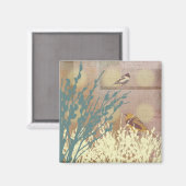 Rosegold Pussy Willow Bird Design Magnet (Recto/Verso)