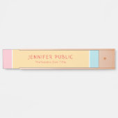 Rosegold Roze Geel Blauw Sjabloon Elegant Deurbordje (Voorkant)