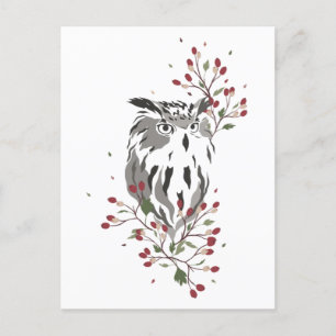 Rosehips Owl Briefkaart