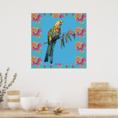 Rosella Bird Aquarelle Parrot Aqua Poster Rose (Cuisine)