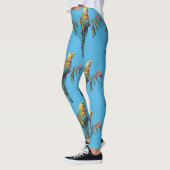 Rosella Parrot Aquarelle Bleu Leggings d'oiseaux (Gauche)