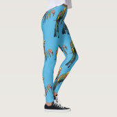 Rosella Parrot Aquarelle Bleu Leggings d'oiseaux (Droite)