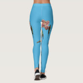 Rosella Parrot Aquarelle Bleu Leggings d'oiseaux (Dos)