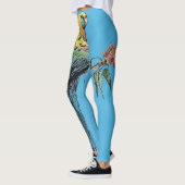 Rosella Parrot Aquarelle Bleu Leggings d'oiseaux (Gauche)