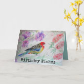 Rosella Parrot avec la carte d'anniversaire de la  (Fleur jaune)