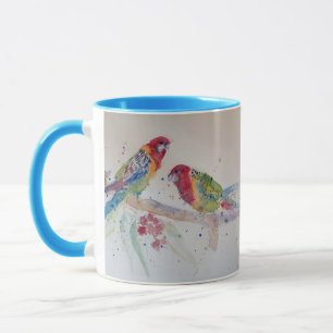 Rosella Parrot kleurige Waterverf Mok Blauw