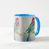 Rosella Parrot op Waterverf Mok Blue (Voorkant rechts)